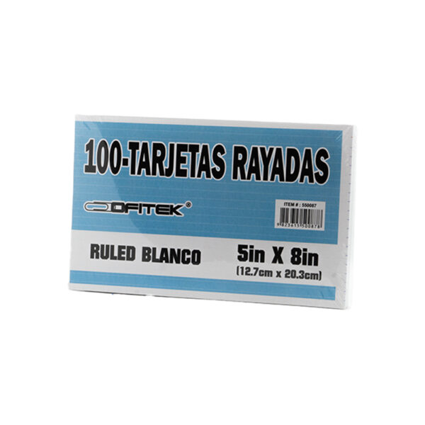 100 Tarjetas Rayadas 5" x 8"